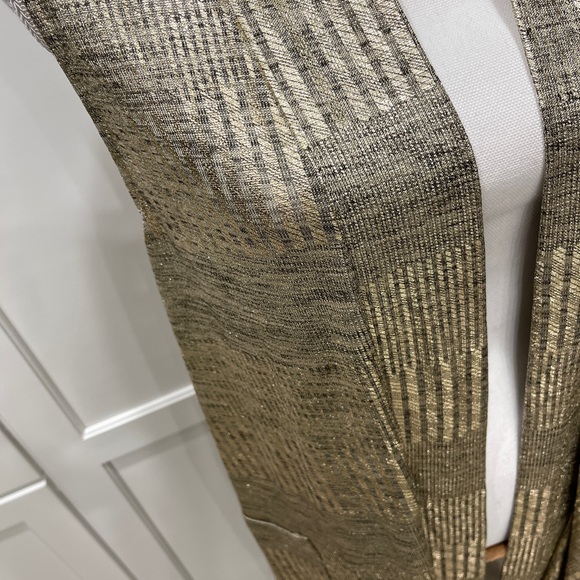 Expresso Long Gold Shine Vest with Pockets 97% Poly 3% Spandex Med or Large - Picture 10 of 16